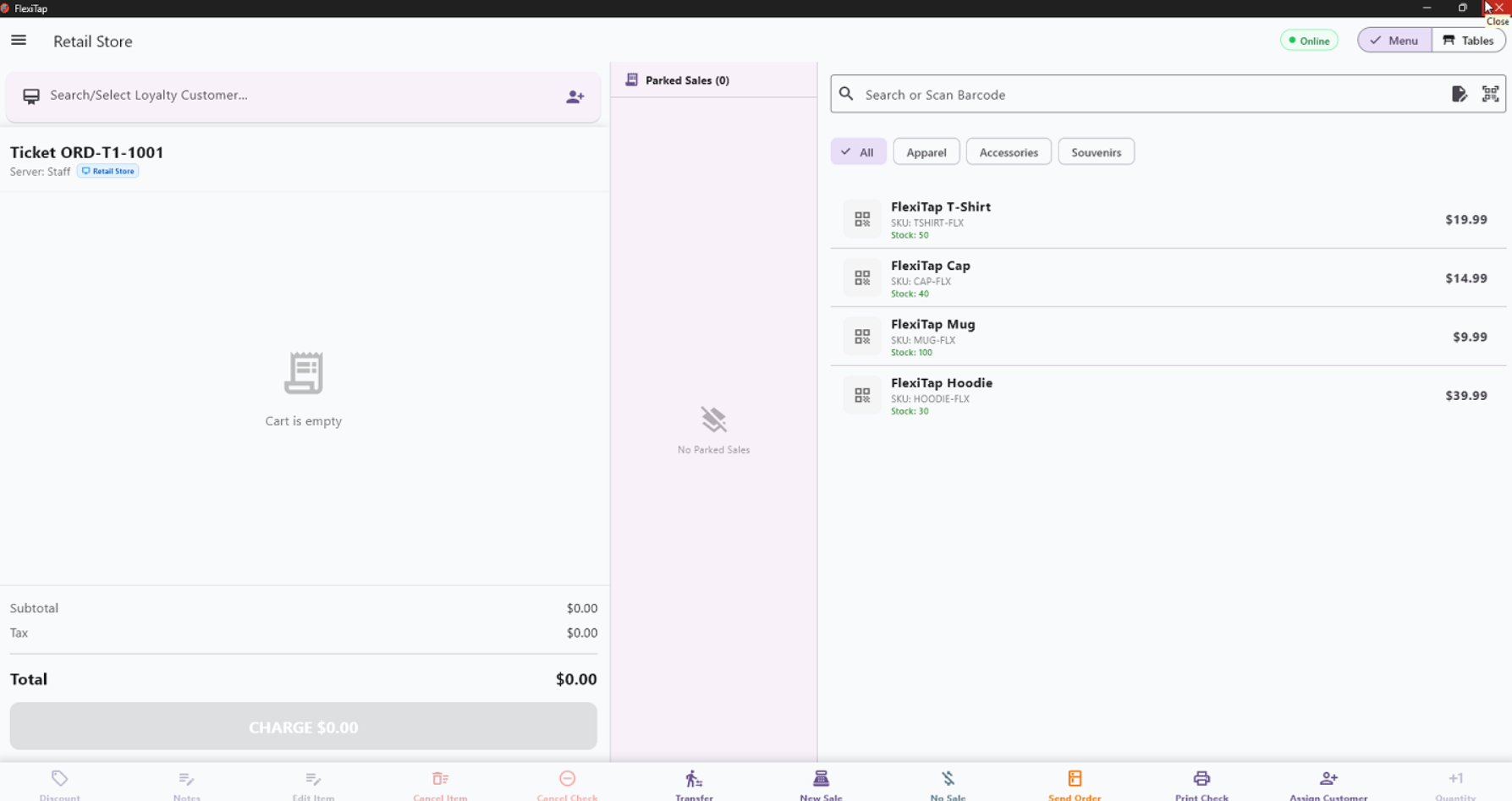 FlexiTap Retail Checkout Screen